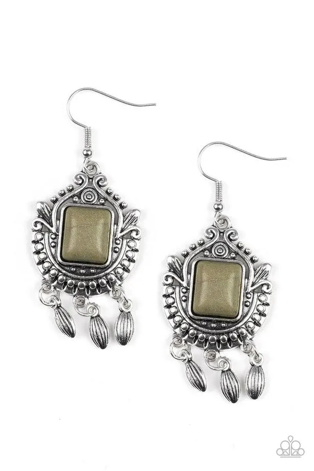 Paparazzi Earring Open Pastures Green Paparazzi Jewelry Earrings