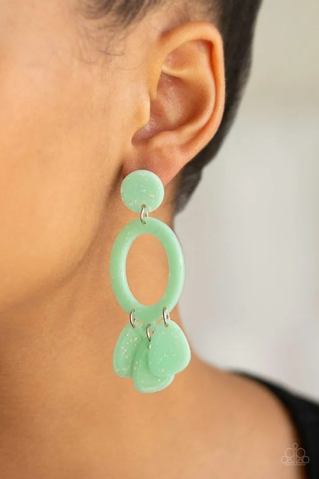 Paparazzi Earring Sparkling Shores Green Paparazzi Jewelry Earrings