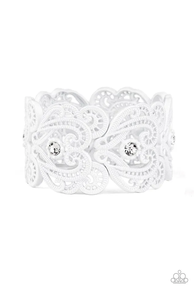 Paparazzi Jewelry Bracelets Paparazzi Bracelet Vintage Romance White Paparazzi Jewelry Bracelets Paparazzi Bracelet Vintage Romance White