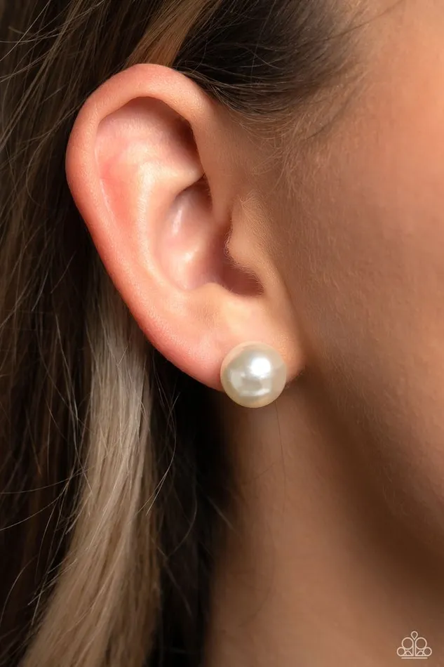 Paparazzi Jewelry Earrings Paparazzi Earring Debutante Details White