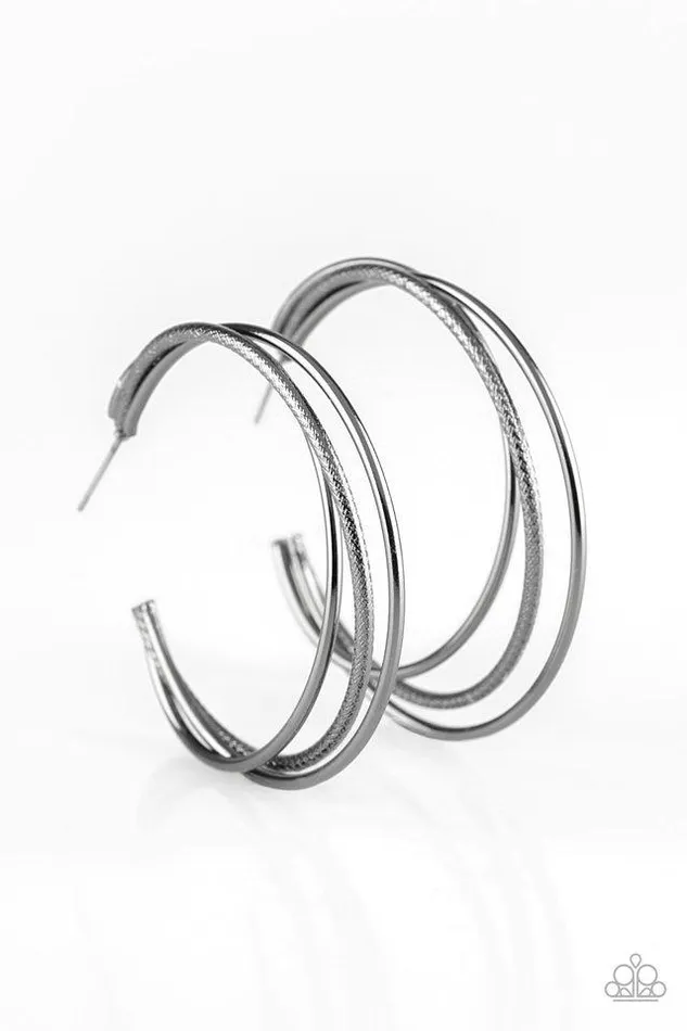 Paparazzi Jewelry Earrings Paparazzi Earring Jumpin Through Hoops Black