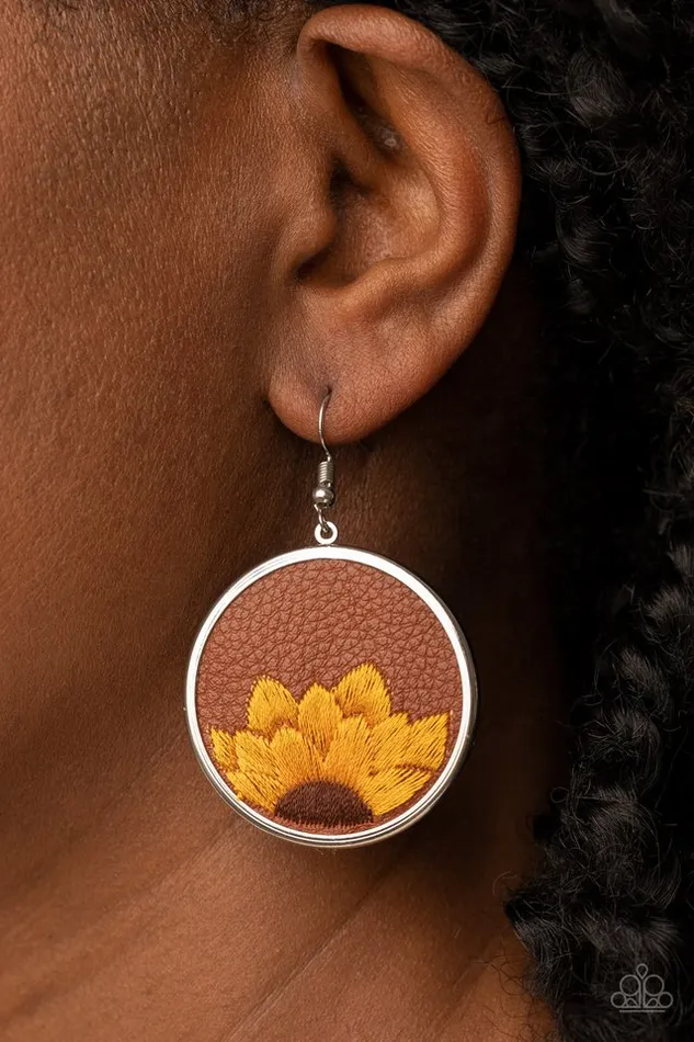 Paparazzi Jewelry Earrings Paparazzi Earring SunKissed Sunflowers Brown