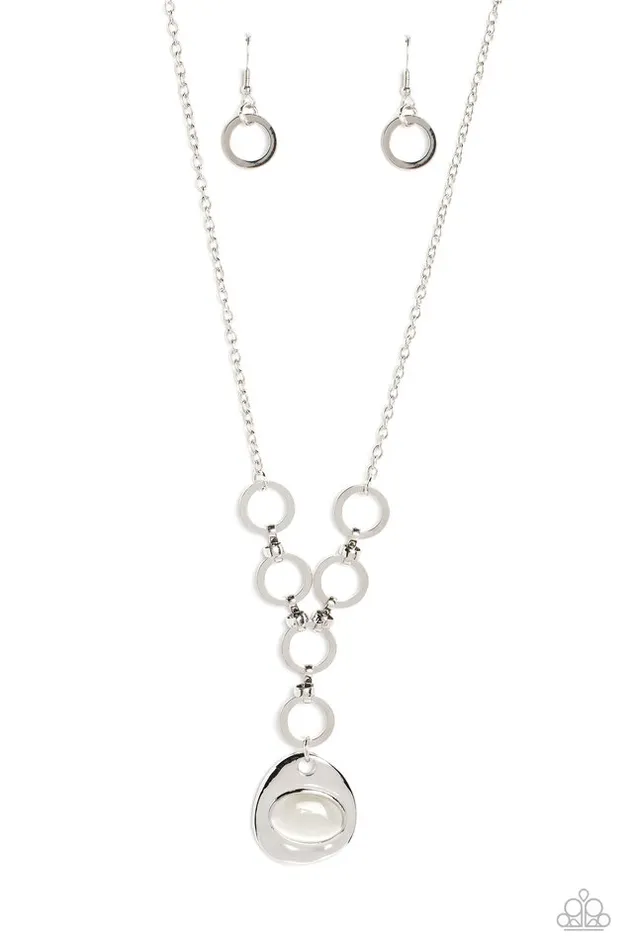 Paparazzi Jewelry Necklaces Paparazzi Necklace Get OVAL It White Paparazzi Jewelry Necklaces Paparazzi Necklace Get OVAL It White
