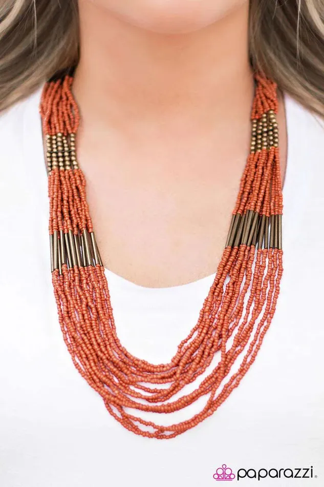 Paparazzi Jewelry Necklaces Paparazzi Necklace Let It BEAD Orange