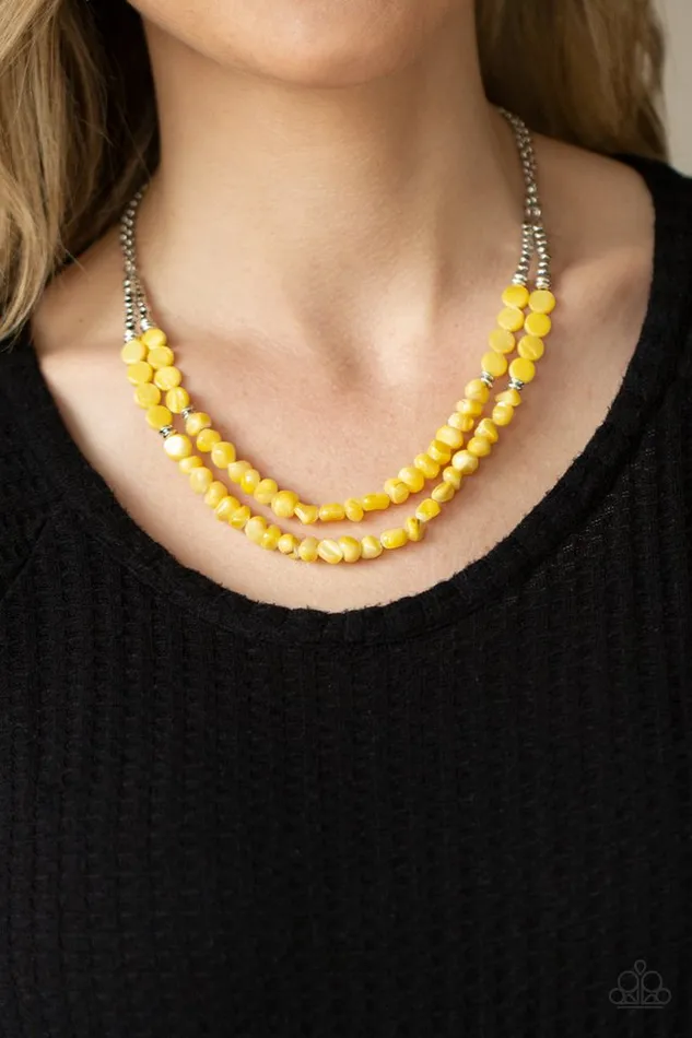 Paparazzi Jewelry Necklaces Paparazzi Necklace Staycation Status Yellow