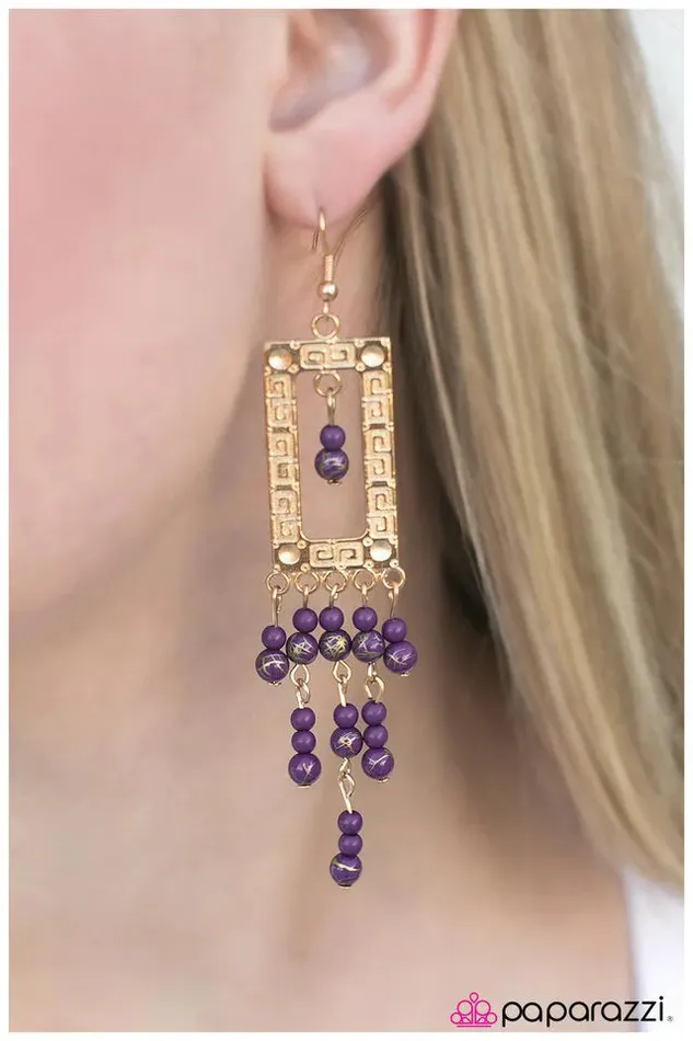 Paparazzi Jewelry Paparazzi Earring Aztec Attitude Purple Earrings
