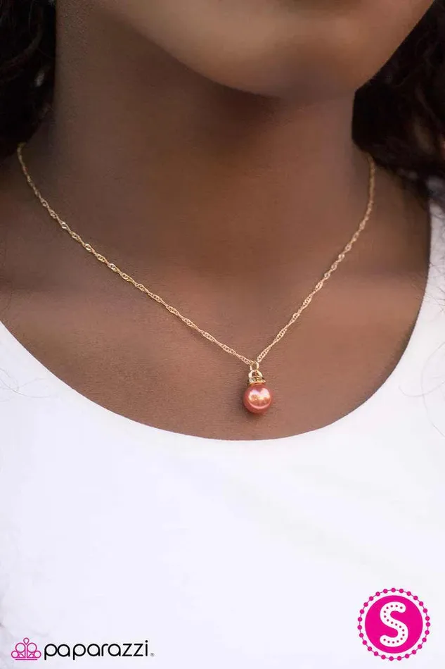 Paparazzi Jewelry Paparazzi Necklace PEARLS Are A Girls Best Friend Orange Necklaces