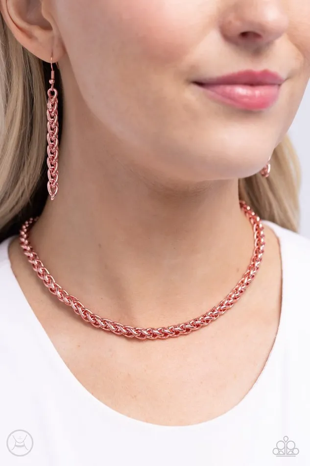 Paparazzi Necklace Braided Battalion Pink Paparazzi Jewelry Necklaces