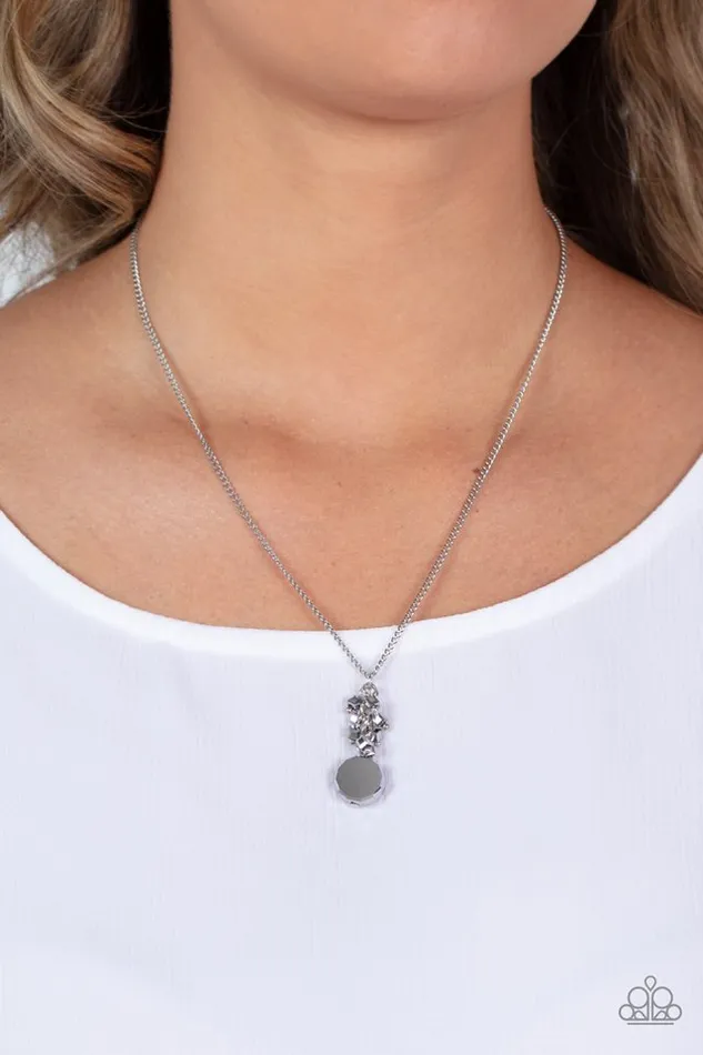Paparazzi Necklace Clustered Candescence Silver Paparazzi Jewelry Necklaces