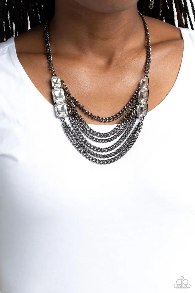 Paparazzi Necklace Come CHAIN or Shine Black Paparazzi Jewelry Necklaces