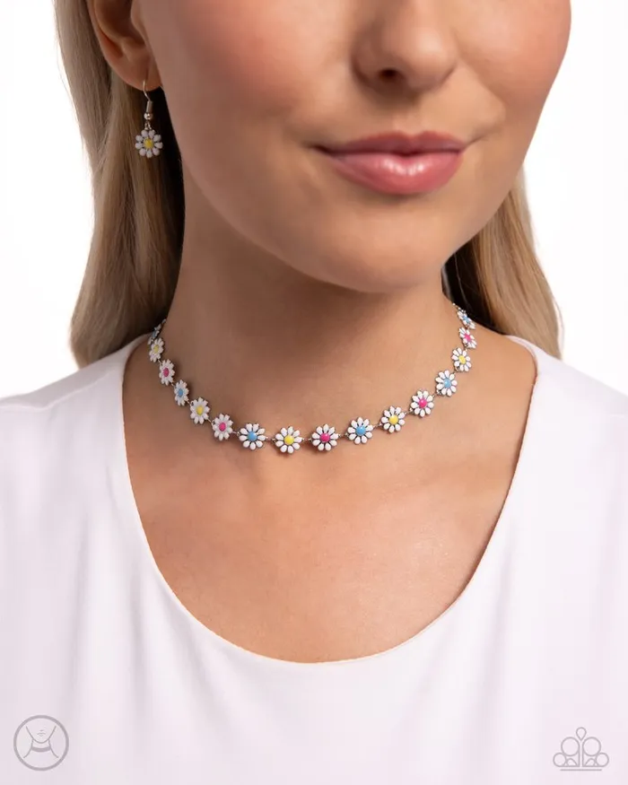 Paparazzi Necklace Floral Falsetto White Paparazzi Jewelry Necklaces