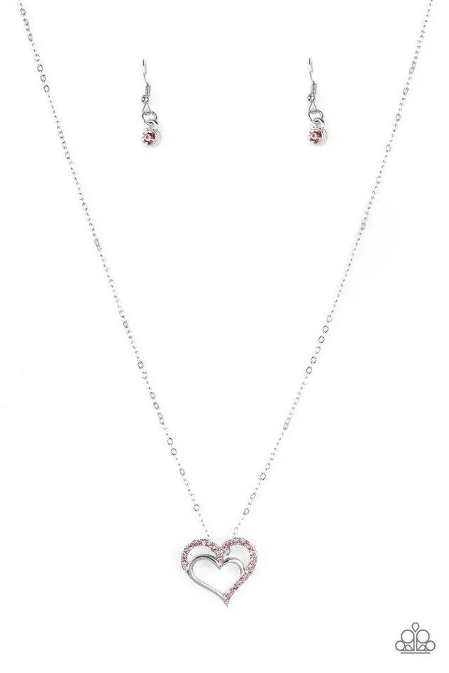 Paparazzi Necklace Heart To HEARTTHROB Pink Paparazzi Jewelry Necklaces