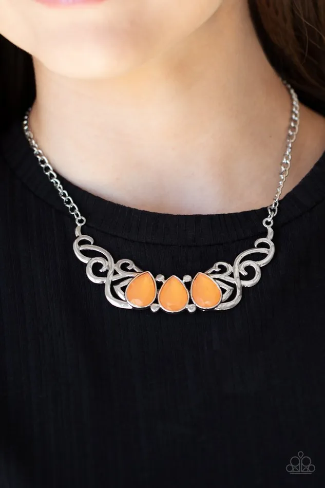 Paparazzi Necklace Heavenly Happenstance Orange Paparazzi Jewelry Necklaces