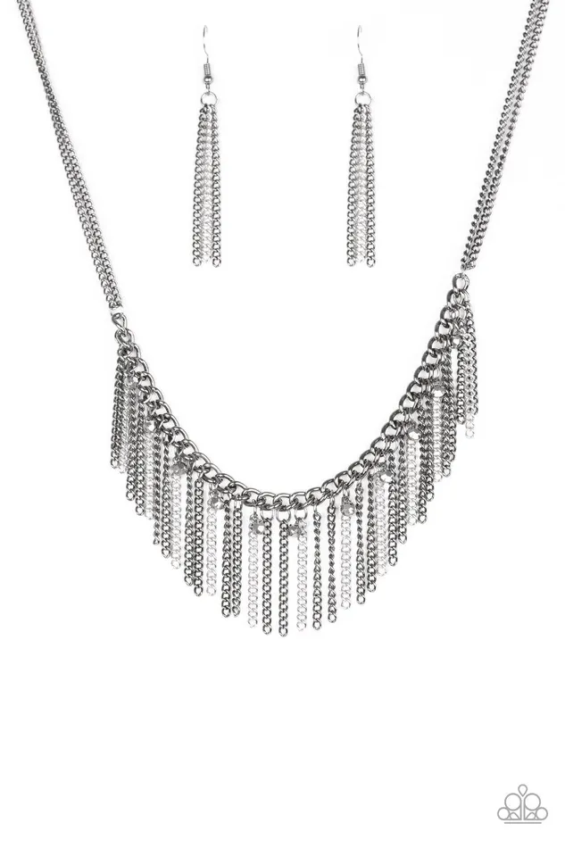 Paparazzi Necklace Retro Edge Black Paparazzi Jewelry Necklaces