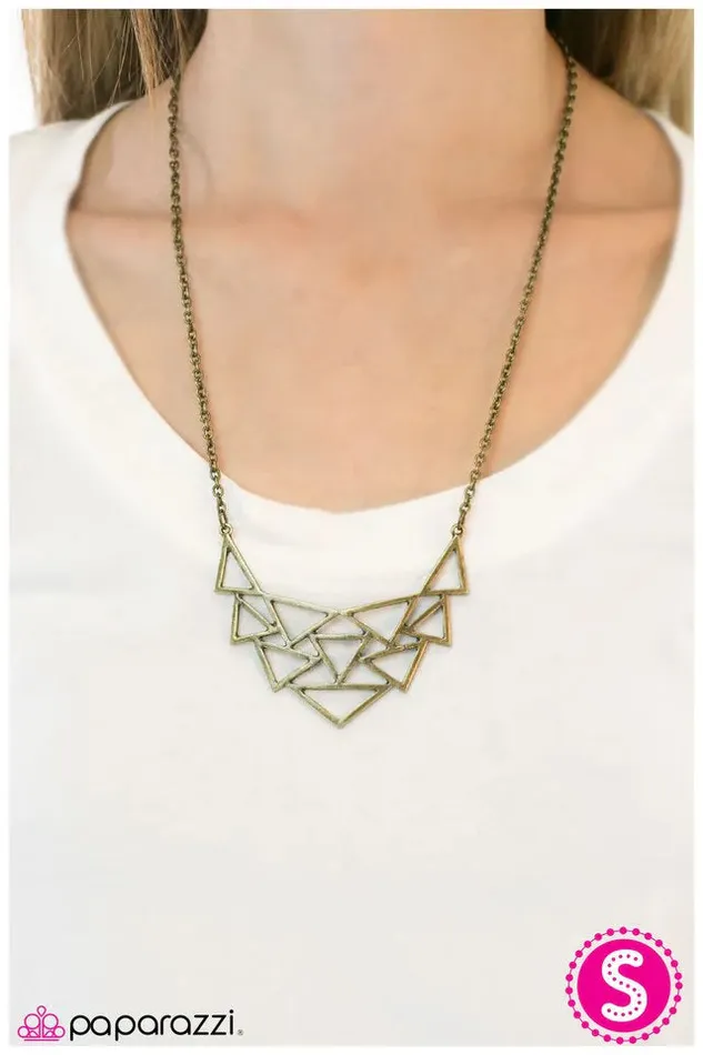 Paparazzi Necklace TRI As I May Brass Paparazzi Jewelry Necklaces