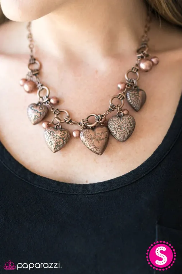 Paparazzi Necklace With All Your Heart Copper Paparazzi Jewelry Necklaces