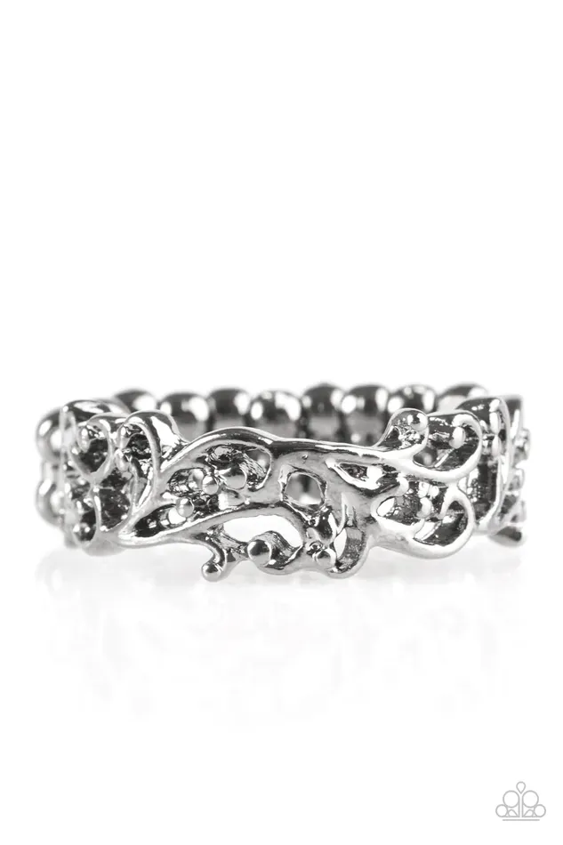 Paparazzi Ring Walk A VINE Line Black Paparazzi Jewelry Rings