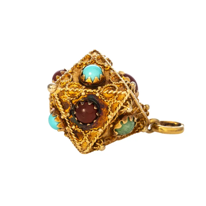 PreStyled Sets Croghans Vintage Etruscan Revival MultiStone 18K Gold Charm