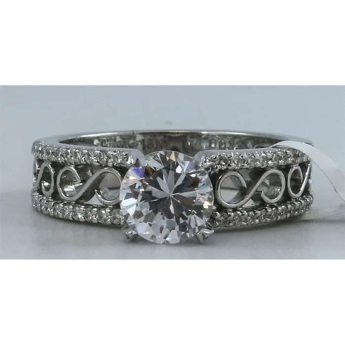 PreStyled Sets Simon G 18K White Gold Semi Mount Prong Set Outer Rows Open Decorative Center Simon G PreStyled Sets Simon G 18K White Gold Semi Mount Prong Set Outer Rows Open Decorative Center Simon G