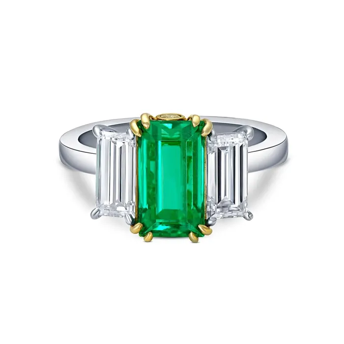 Rings CJ Charles Jewelers Rivire 18k Yellow Gold Platinum 222 ctw Colombian Emerald Ring AGL certified Rings CJ Charles Jewelers Rivire 18k Yellow Gold Platinum 222 ctw Colombian Emerald Ring AGL certified