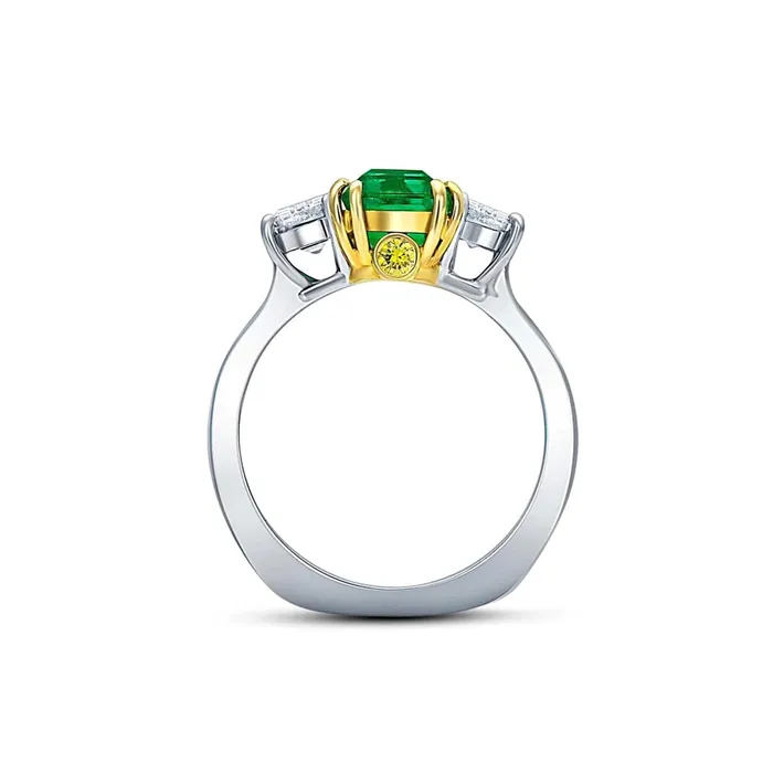 Rings CJ Charles Jewelers Rivire 18k Yellow Gold Platinum 222 ctw Colombian Emerald Ring AGL certified