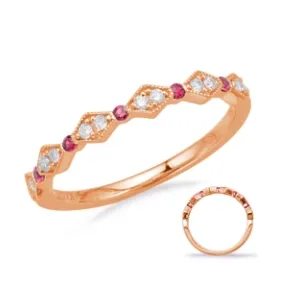 Rings Meierotto Jewelers 14K Rose Gold Fancy Diamond Ruby Band Alternating Round Horizontal Diamond Design Rings Meierotto Jewelers 14K Rose Gold Fancy Diamond Ruby Band Alternating Round Horizontal Diamond Design
