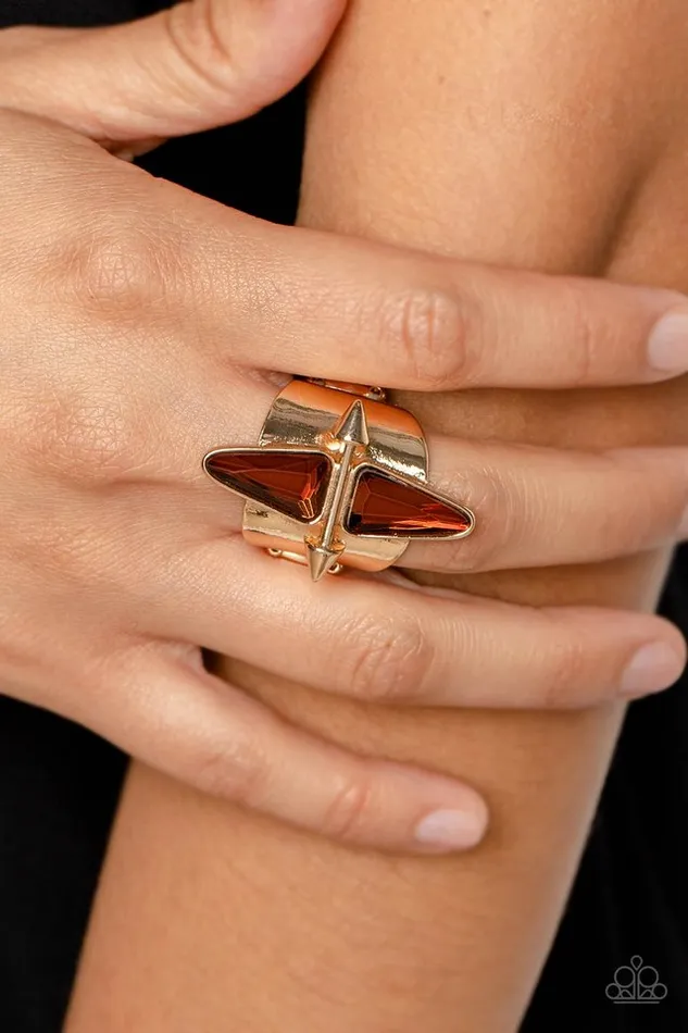 Rings Paparazzi Jewelry Paparazzi Ring Combustible Compass Brown