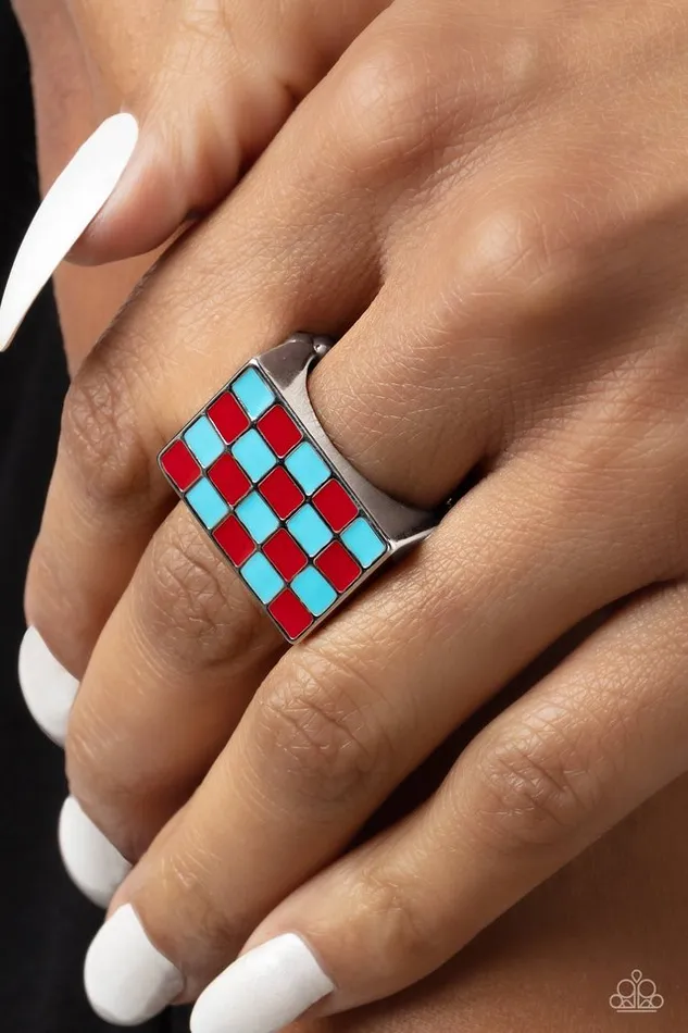 Rings Paparazzi Ring Checkerboard Craze Red Paparazzi Jewelry