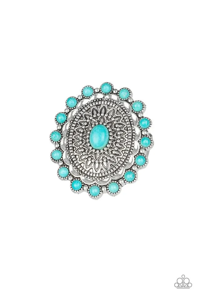 Rings Paparazzi Ring Mesa Mandala Blue Paparazzi Jewelry