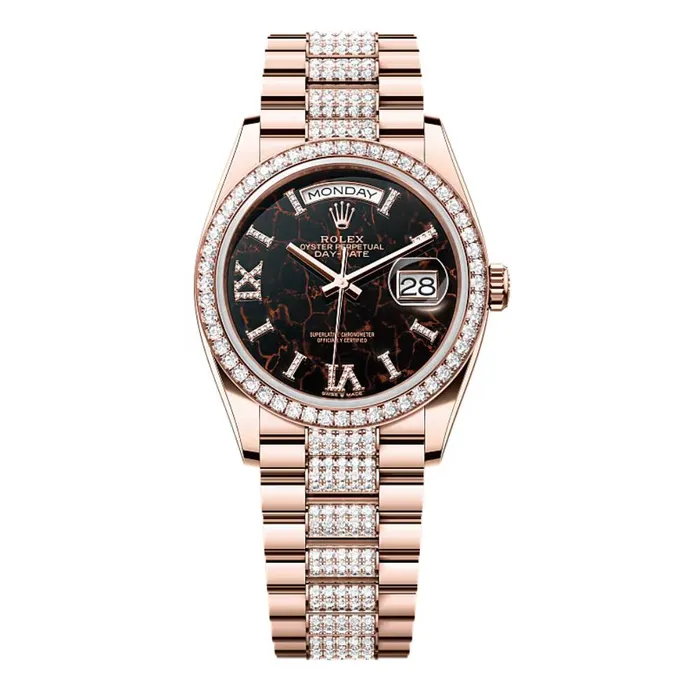 Rolex Bracelets Rolex Day Date 36mm Ref 128345rbr0045 Eisenkiesel Diamond Dial Diamond Bezel 18K Rose Gold Diamonds President Bracelet Watch Rolex Bracelets Rolex Day Date 36mm Ref 128345rbr0045 Eisenkiesel Diamond Dial Diamond Bezel 18K Rose Gold Diamonds President Bracelet Watch