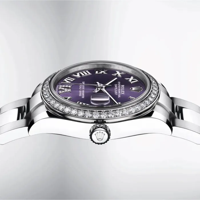 Rolex Datejust 31mm Stainless steel bracelet Aubergine dial Diamond bezel Ladies Watch 278384rbr0029 Rolex Bracelets