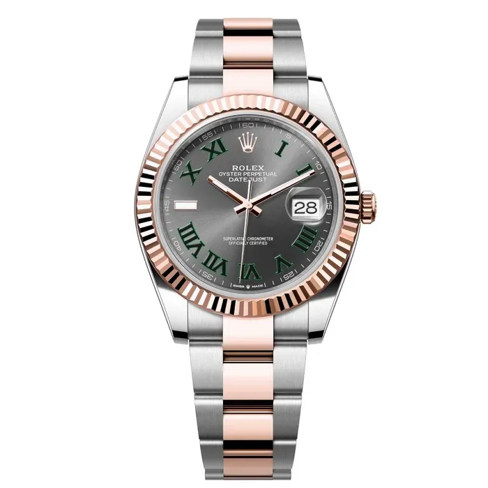 Rolex Datejust 41mm Ref ROL73751 Slate Grey Wimbledon Roman Dial Fluted Bezel Two Tone Stainless Steel 18K Rose Gold Oyster Bracelet Mens Watch Rolex Bracelets Rolex Datejust 41mm Ref ROL73751 Slate Grey Wimbledon Roman Dial Fluted Bezel Two Tone Stainless Steel 18K Rose Gold Oyster Bracelet Mens Watch Rolex Bracelets
