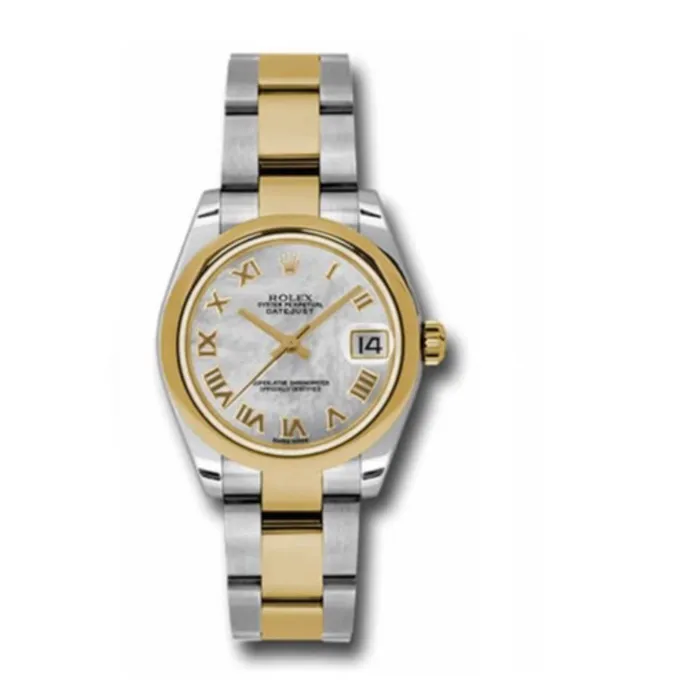 Rolex Rolex Datejust 31mm Ref 178243 mro White Mother of Pearl Roman Dial Two Tone Stainless Steel 18K Yellow Gold Oyster Bracelet Womens Watch Bracelets Rolex Rolex Datejust 31mm Ref 178243 mro White Mother of Pearl Roman Dial Two Tone Stainless Steel 18K Yellow Gold Oyster Bracelet Womens Watch Bracelets