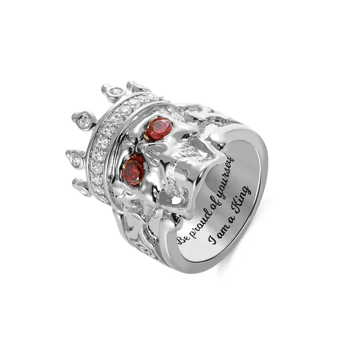 Skeleton King Crown Ring Customizable Sterling Silver or Copper with Optional 18K Gold Black or Platinum Plating Belbren Rings