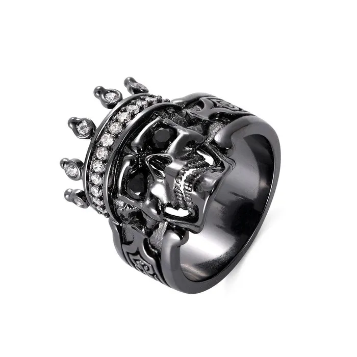 Skeleton King Crown Ring Customizable Sterling Silver or Copper with Optional 18K Gold Black or Platinum Plating Belbren Rings