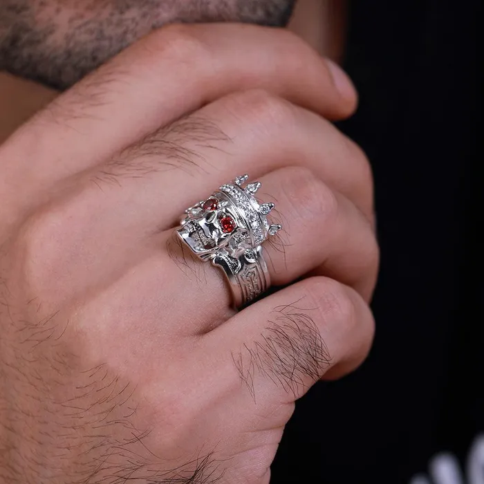 Skeleton King Crown Ring Customizable Sterling Silver or Copper with Optional 18K Gold Black or Platinum Plating Belbren Rings