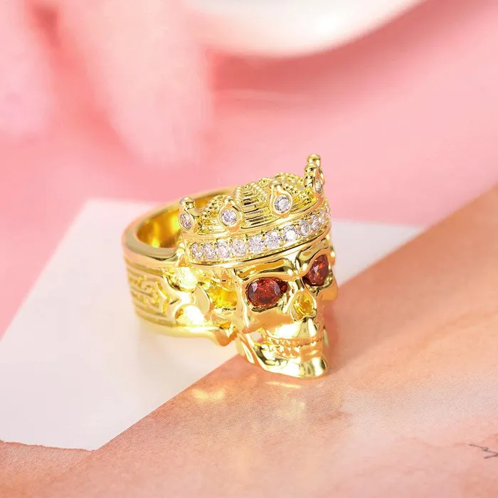 Skeleton King Crown Ring Customizable Sterling Silver or Copper with Optional 18K Gold Black or Platinum Plating Belbren Rings