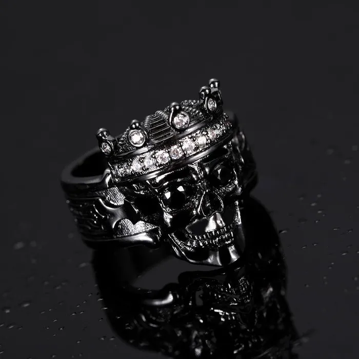 Skeleton King Crown Ring Customizable Sterling Silver or Copper with Optional 18K Gold Black or Platinum Plating Belbren Rings