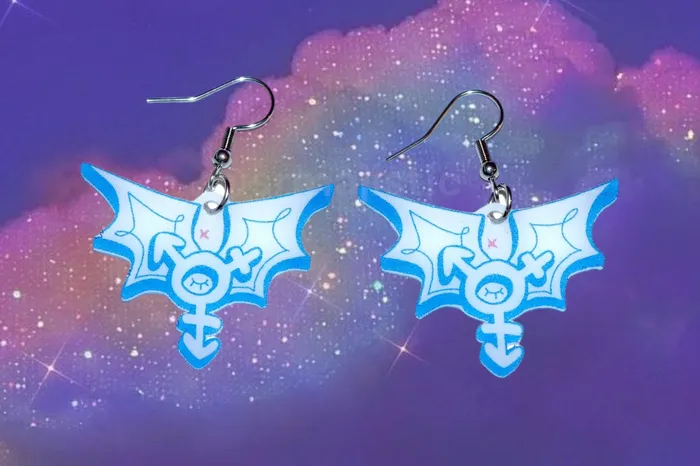 Trans Angel Symbol Earrings collaboration with cursedluver Sam Makes Things Earrings Trans Angel Symbol Earrings collaboration with cursedluver Sam Makes Things Earrings