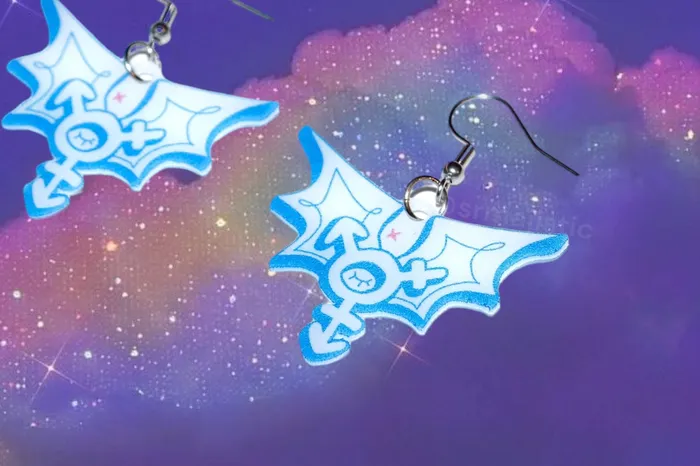 Trans Angel Symbol Earrings collaboration with cursedluver Sam Makes Things Earrings Trans Angel Symbol Earrings collaboration with cursedluver Sam Makes Things Earrings