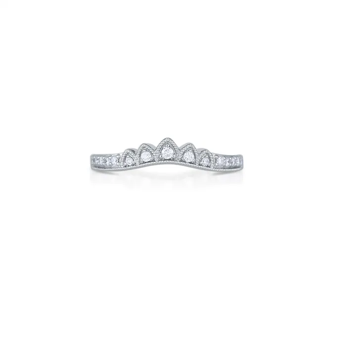 Wedding Bands Rings 14K White Gold Curved Ring Band