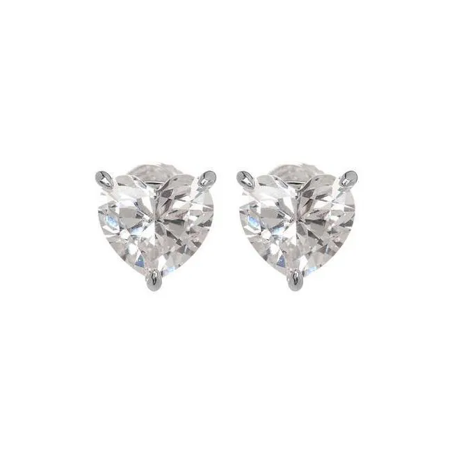 2 Carat Three Prong Set Heart Natural Earth Mined Diamond Stud Earring White Gold GB Earrings 2 Carat Three Prong Set Heart Natural Earth Mined Diamond Stud Earring White Gold GB Earrings