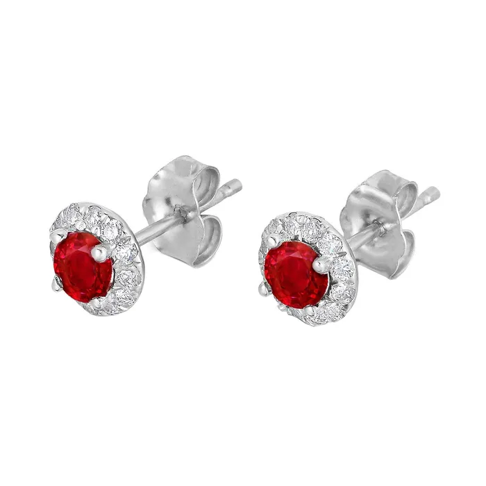 360 Carats Red Ruby And Natural Earth Mined Diamonds Studs Earrings 14K White Gold GB Earrings 360 Carats Red Ruby And Natural Earth Mined Diamonds Studs Earrings 14K White Gold GB Earrings