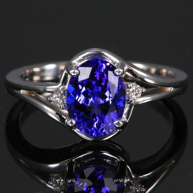 510 Ct Oval Cut Tanzanite Ring With Natural Earth Mined Diamond Jewelry White Gold 14K GB Rings 510 Ct Oval Cut Tanzanite Ring With Natural Earth Mined Diamond Jewelry White Gold 14K GB Rings