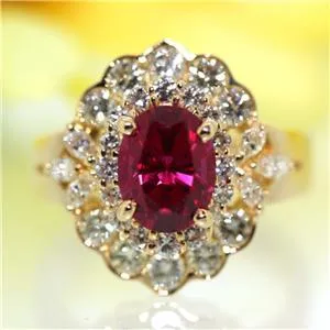 6 Carats Red Oval Cut Tourmaline And Natural Earth Mined Diamond Wedding Ring GB Rings 6 Carats Red Oval Cut Tourmaline And Natural Earth Mined Diamond Wedding Ring GB Rings
