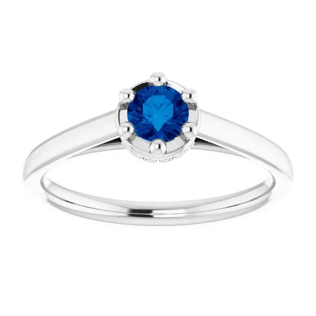 Blue Sapphire Round Ring Prong Style 125 Carats White Gold 14K GB Rings Blue Sapphire Round Ring Prong Style 125 Carats White Gold 14K GB Rings