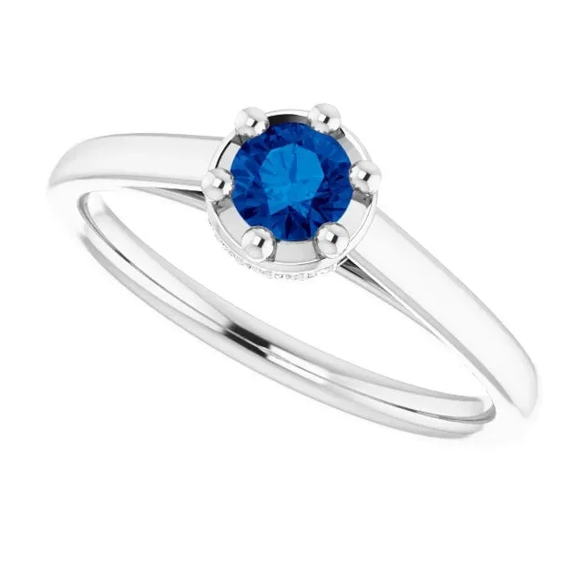 Blue Sapphire Round Ring Prong Style 125 Carats White Gold 14K GB Rings Blue Sapphire Round Ring Prong Style 125 Carats White Gold 14K GB Rings