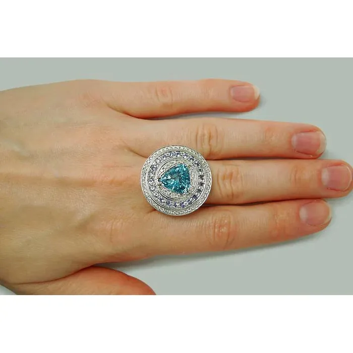 Blue Topaz Statement Piece Cocktail Ring GB Rings
