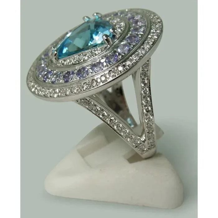 Blue Topaz Statement Piece Cocktail Ring GB Rings
