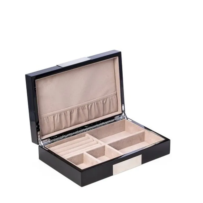 Bracelets Bey Berk Lacquered Black Wood Valet Box With Stainless Steel Accent Bracelets Bey Berk Lacquered Black Wood Valet Box With Stainless Steel Accent